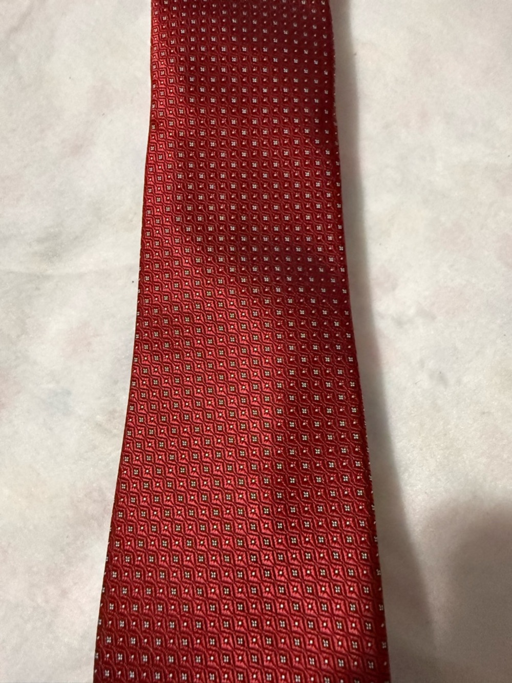 Saddlebred Red Silk Tie Geometric Pattern Classic Men’s Dress Tie